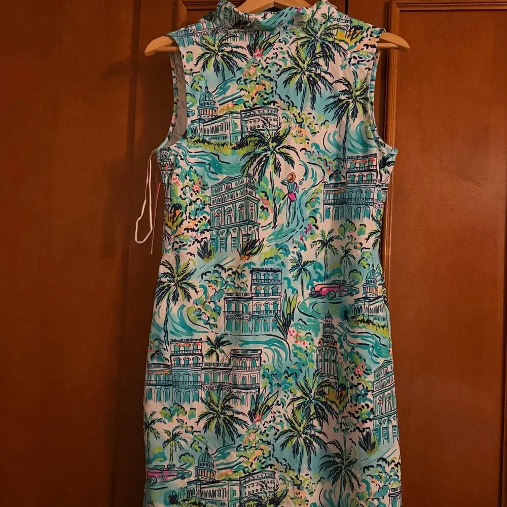 Aryeh Coastal Cruise Print Sleeveless Ruffle Neck Dress Medium NWT - Picture 7 of 9